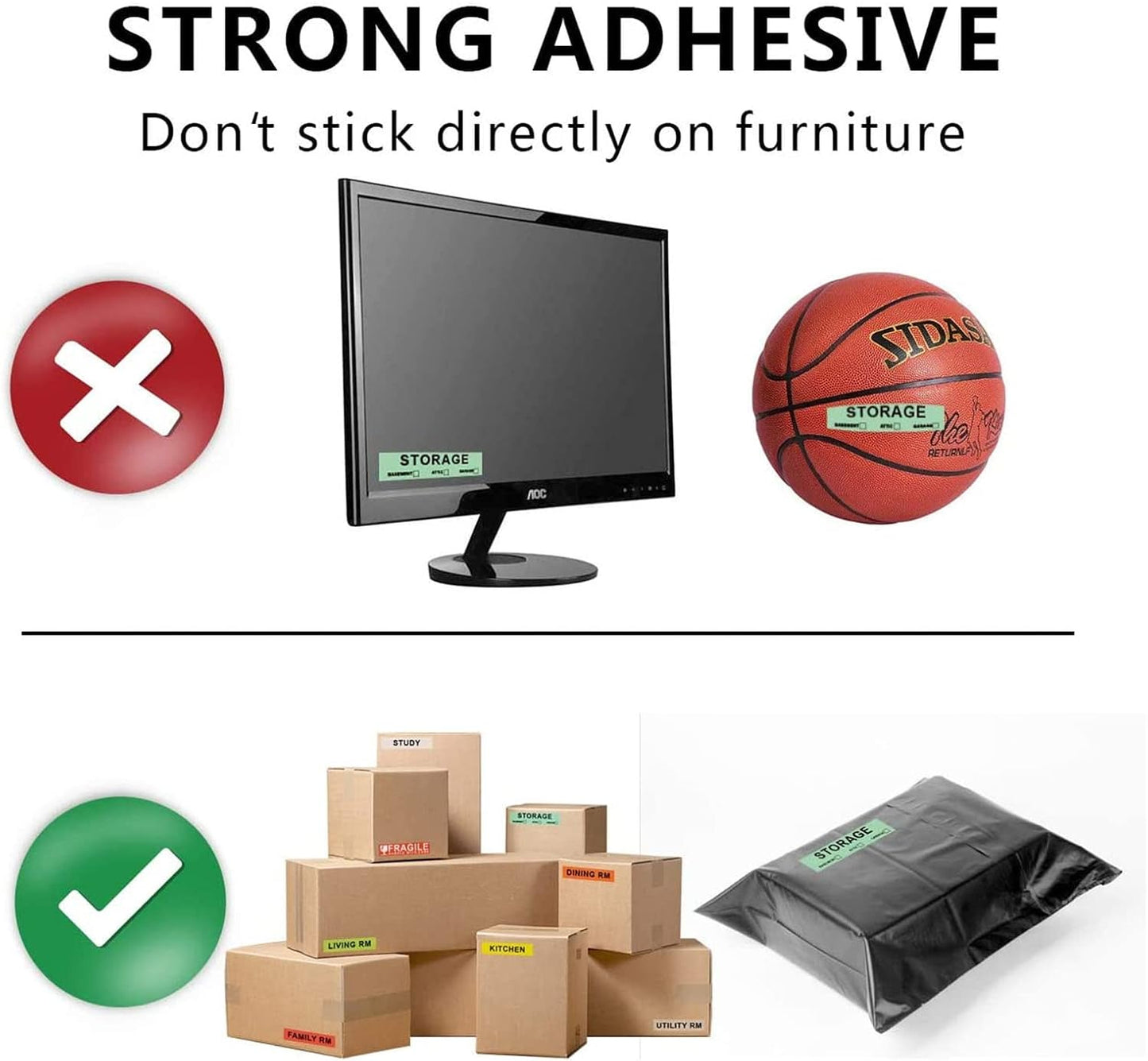 960 Count Home Moving Labels,16 Rolls Different Color Coding Moving Labels for Boxes Stickers + Fragile Moving Stickers + 1 Blank Label Roll for Customized Use