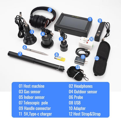 Al Water Leak Detector, Indoor Wall/Ground Under Slab Pipe Leak - TYM-3A | 2 Sensors, 0.5m/1.64ft, 100Hz-8000Hz, 15 Hours