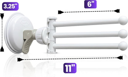 Safe-er-Grip Changing Lifestyles Drip Dry Portable Drying Rack, White with 3 Movable Arms, Swing Arm Suction Cup Towel Bar, Bath Towel Rack Hanger Towel Holder Organizer 11.5x17 Inch (Pack of 1)