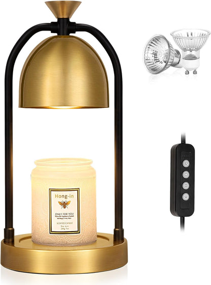 Hong-in Candle Warmer Lamp - with Timer & Dimmer, Modern Home Decor House Warming Gifts Wax Melt Warmer for Jar Candles, Cozy Birthday Gift for Women Mom (Black)