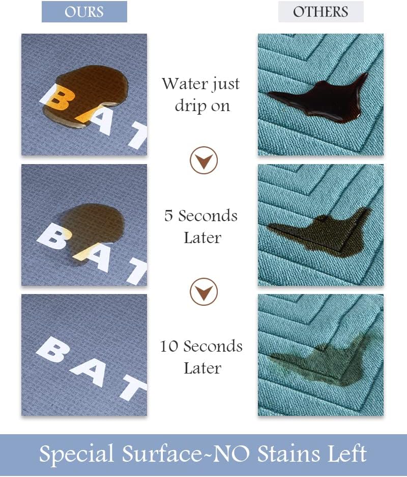 MontVoo-Bath Mat-Bathroom Mat Rug Non Slip Super Absorbent Stain Resistant Quick Dry Thin Bath Rug-Bath Mats for Bathroom Floor Bathtub Vanity-Bathmat Bath Rug Easy Care-17"x27" Grey