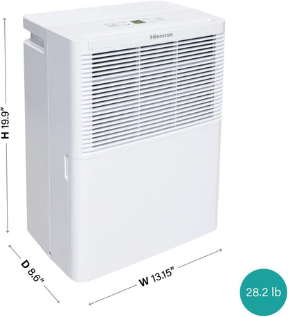 Hisense 25 Pint Small Compact Portable Dehumidifier, Energy Efficient Quiet Humidity Absorber Moisture Extractor for Bathroom Bedroom Room Garage Attic Home Crawl Space Closet