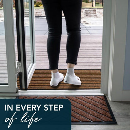 ubdyo Extra Durable Door Mat - Dirt Trapping Outdoor Welcome Mats - Non-Slip Outdoor Indoor Entrance - Low Profile Front Doormat (30" x 17", Bright Brown)