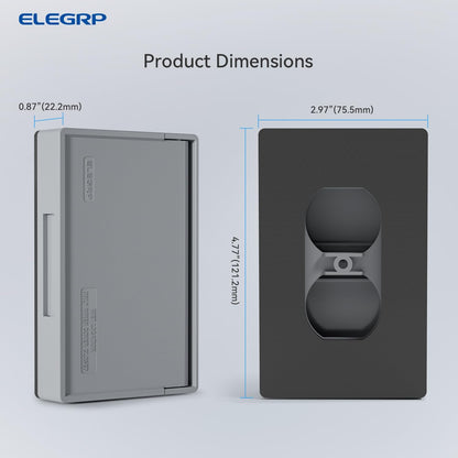 ELEGRP Horizontal Outdoor Cover for Duplex Receptacles, 2-Hole Weatherproof Wall Plate, Outdoor Electrical Outlet Cover, Standard Size 1-Gang 4.55” x 3.02”, Thermoplastic, 1 Pack, Grey