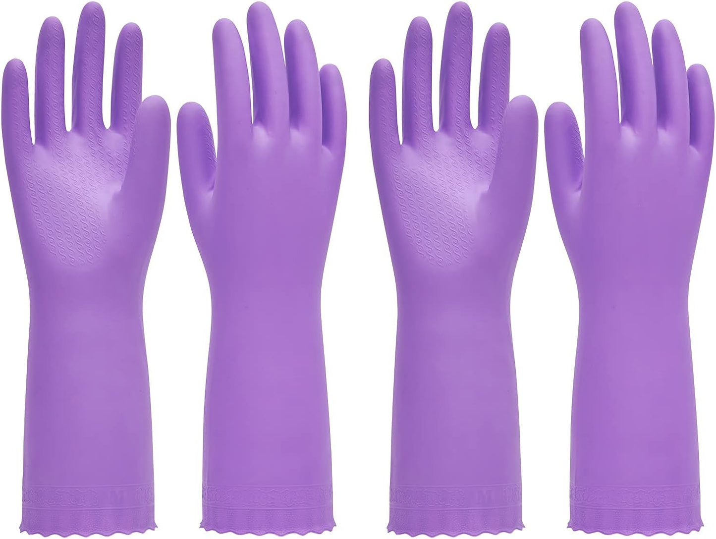 PACIFIC PPE 2 Pairs Reusable Dishwashing Cleaning Gloves with Latex Free, Cotton Lining, Kitchen Gloves, Blue, Medium