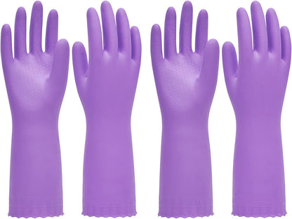 PACIFIC PPE 2 Pairs Reusable Dishwashing Cleaning Gloves with Latex Free, Cotton Lining, Kitchen Gloves, Blue, Medium