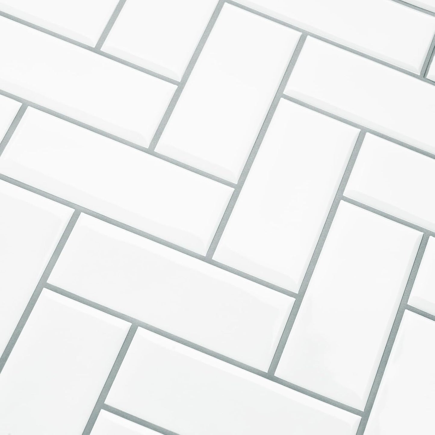 Peel and Stick Backsplash Herringbone White 10 Sheet Peel and Stick Shower Tile Waterproof 3D Tile Sticker Glossy Self Adhesive Renter Friendly Backsplash Herringbone for Kitchen Bathroom Laundry Room