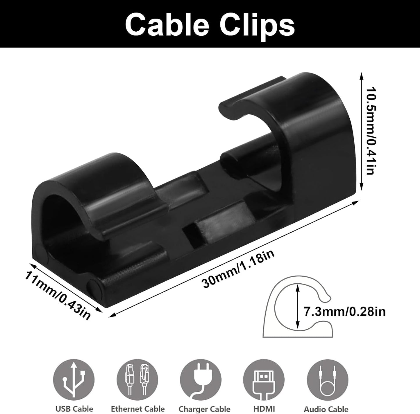 Jiozermi 60 Pcs Self Adhesive White Cable Clips, Cable Wire Management Clips with 3M Adhesive Wall Wire Holder Cord Management for Desk, Wall, TV, Car Dash Cam, RV, Ethernet, PC, Christmas Light