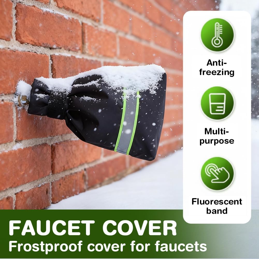 Outdoor Faucet Covers for Winter 2/4Pack - 8.3" x 5.9" Insulated Freeze Protection Spigot Covers, Waterproof Hose Bib Cover for Winterizing Outdoor Pipes, Universal Fit Faucet Protector (2PC-Black)