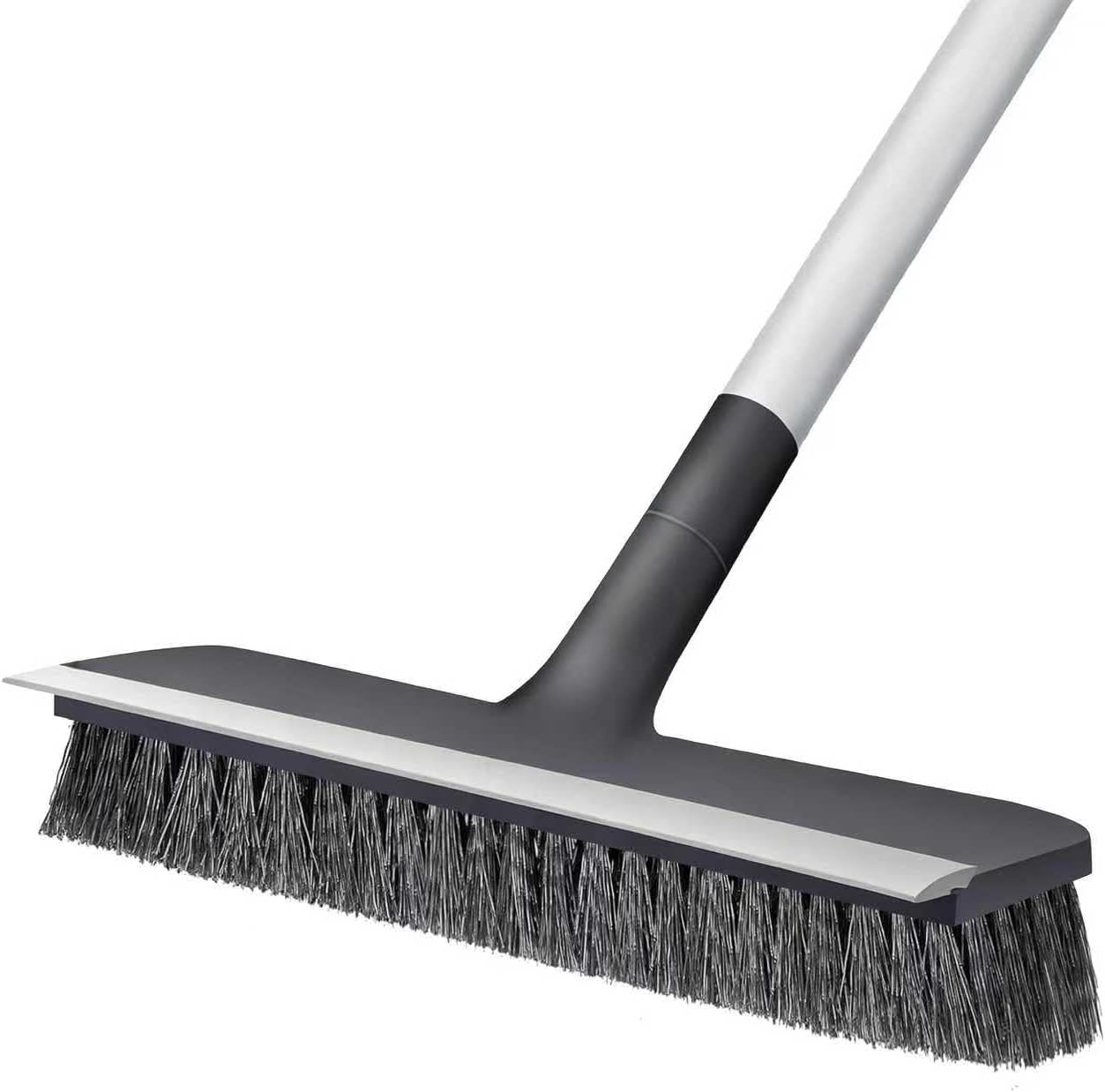 AONEZ Floor Scrub Brush with Long Handle - Adjustable Handle 2 in 1 Scrape and Heavy-Duty Stiff Bristle Floor Scrubber Brush for Cleaning Bathroom, Kitchen Patio Tile Garage and Deck