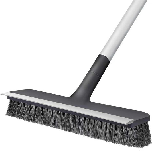 AONEZ Floor Scrub Brush with Long Handle - Adjustable Handle 2 in 1 Scrape and Heavy-Duty Stiff Bristle Floor Scrubber Brush for Cleaning Bathroom, Kitchen Patio Tile Garage and Deck