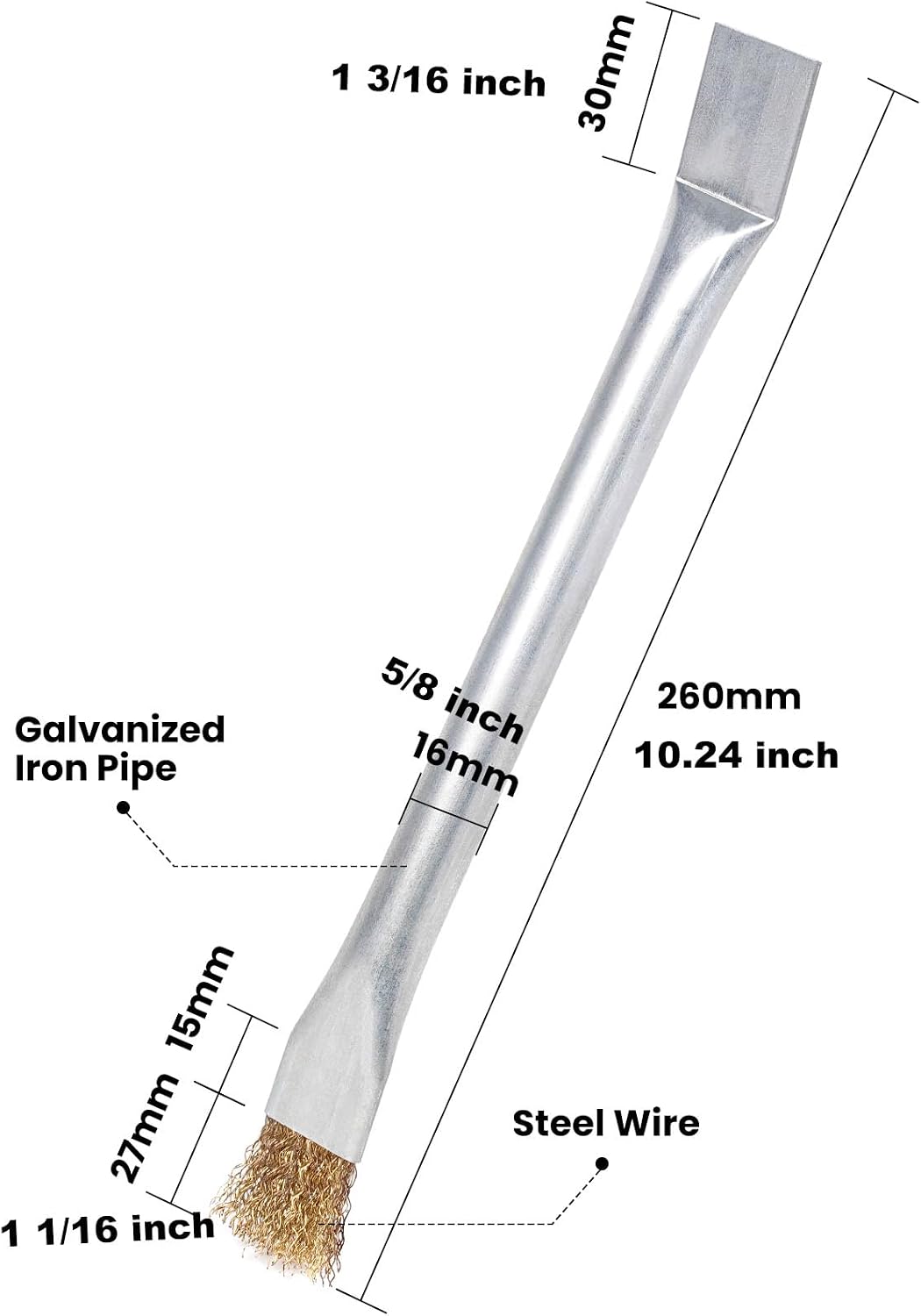 Professional Steel Wire Brush for Pellet Stove Cleaning, Steel Brush with Scraper, Metal Long Handle,Suitable for Removing residues (Pack of 2)