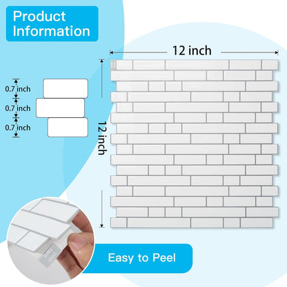 Art3d 10-Sheet Heavy-Duty Peel and Stick Backsplash, Waterproof Wall Tiles Stick on Kitchen Backsplash Living Space, Beige & White