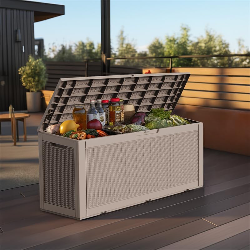 50Gal Outdoor Storage Box Anti-Theft Delivery Box Lockable Deck Box | Heavy-duty UV & weatherproof resin for secure parcel drop, patio cushion storage, garden tools & porch package organization