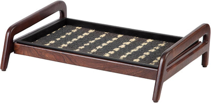 Anji Mountain Heavy Duty Waterproof Wooden Shoe Storage Mat Organizer/Boot Storage Tray Multi Use for Entryway with Coir, Gray and Ivory Insert, 1 Tier, Fits 2 Pair (26.5" Wide)