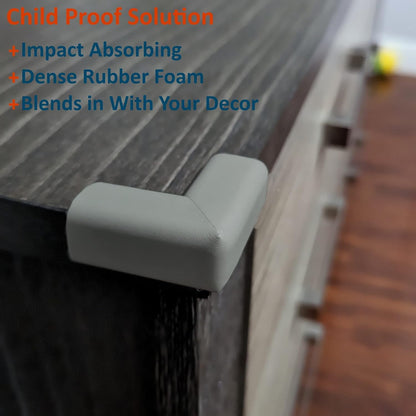 8-Pack Baby Proof Corner Protectors, Clear Furniture Safety Bumpers, Soft Rubber Foam Cushion Guards with Pre-Applied Adhesive, Child Proofing Pads for Tables, Cabinets, Desks, Glass Surfaces