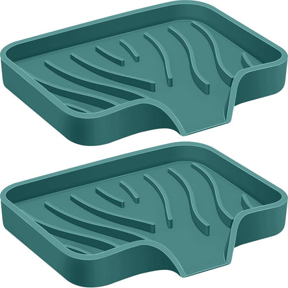 2PCS Self Draining Soap Holder,Spofit Silicone Soap Dish, Suitable for for Kitchen, Bathroom, Shower, Bath Tub,Soap Container (White)
