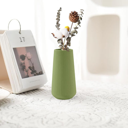 White Ceramic Vase, GUKJOB Small Cute Flower Vase for Pampas Grass, Home, Living Room, Dining Table, Farmhouse, Office Decor, Bedroom, Table, and Kitchen Shelf (White- 2PCS)