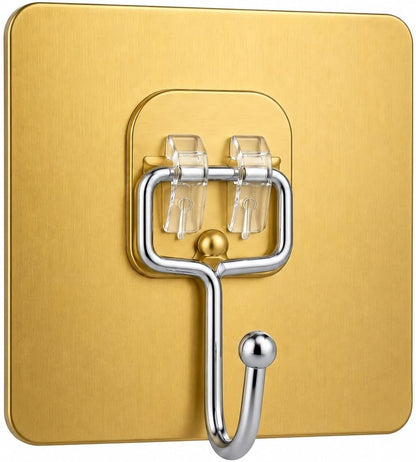Luxe Hooks, Heavy Duty Wall Hooks, Waterproof Self Adhesive Hooks for Bathroom, Kitchen, Shower & Office, No Drill Wall Hooks for Towels, 10 Counts. (10, Transparent)