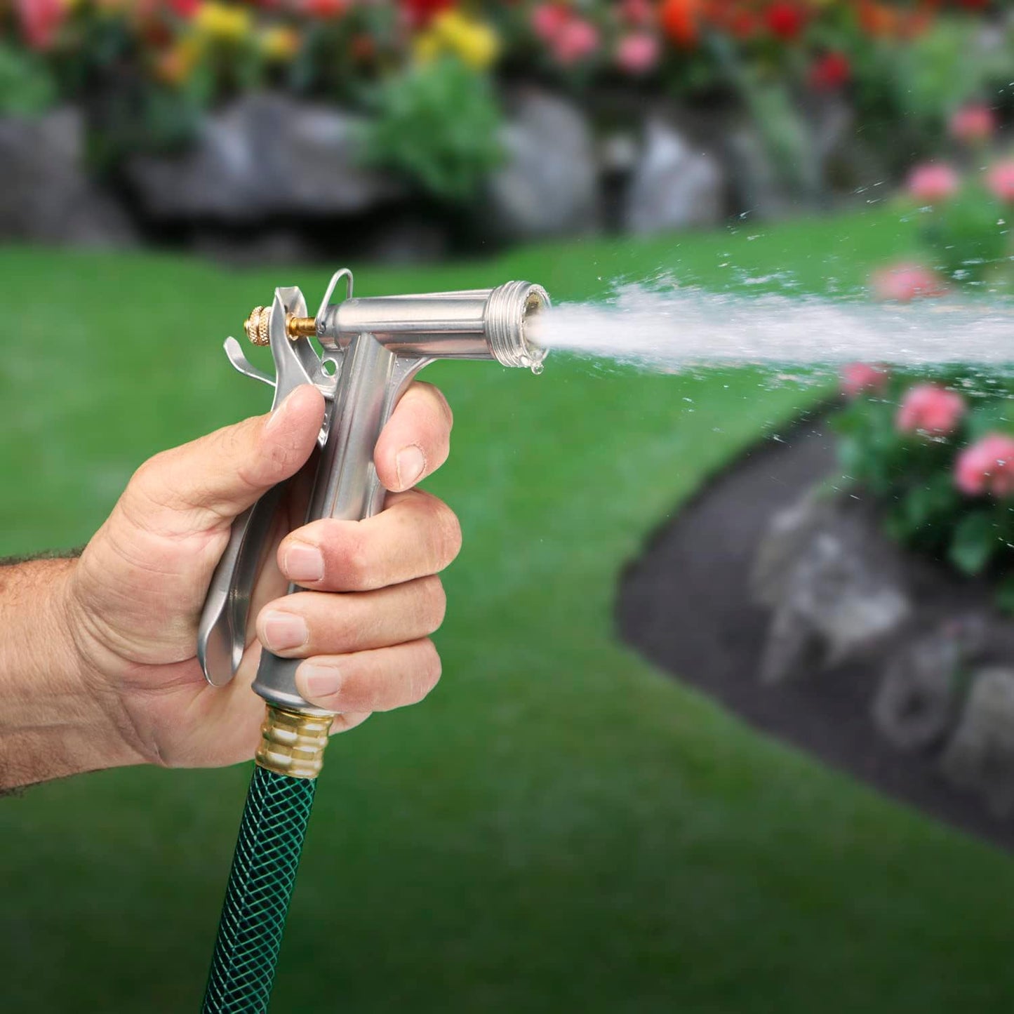 Melnor 65033-AMZ Heavy Duty Metal Nozzle with QuickConnect Product Adapter Amazon Bundle, Classic Design
