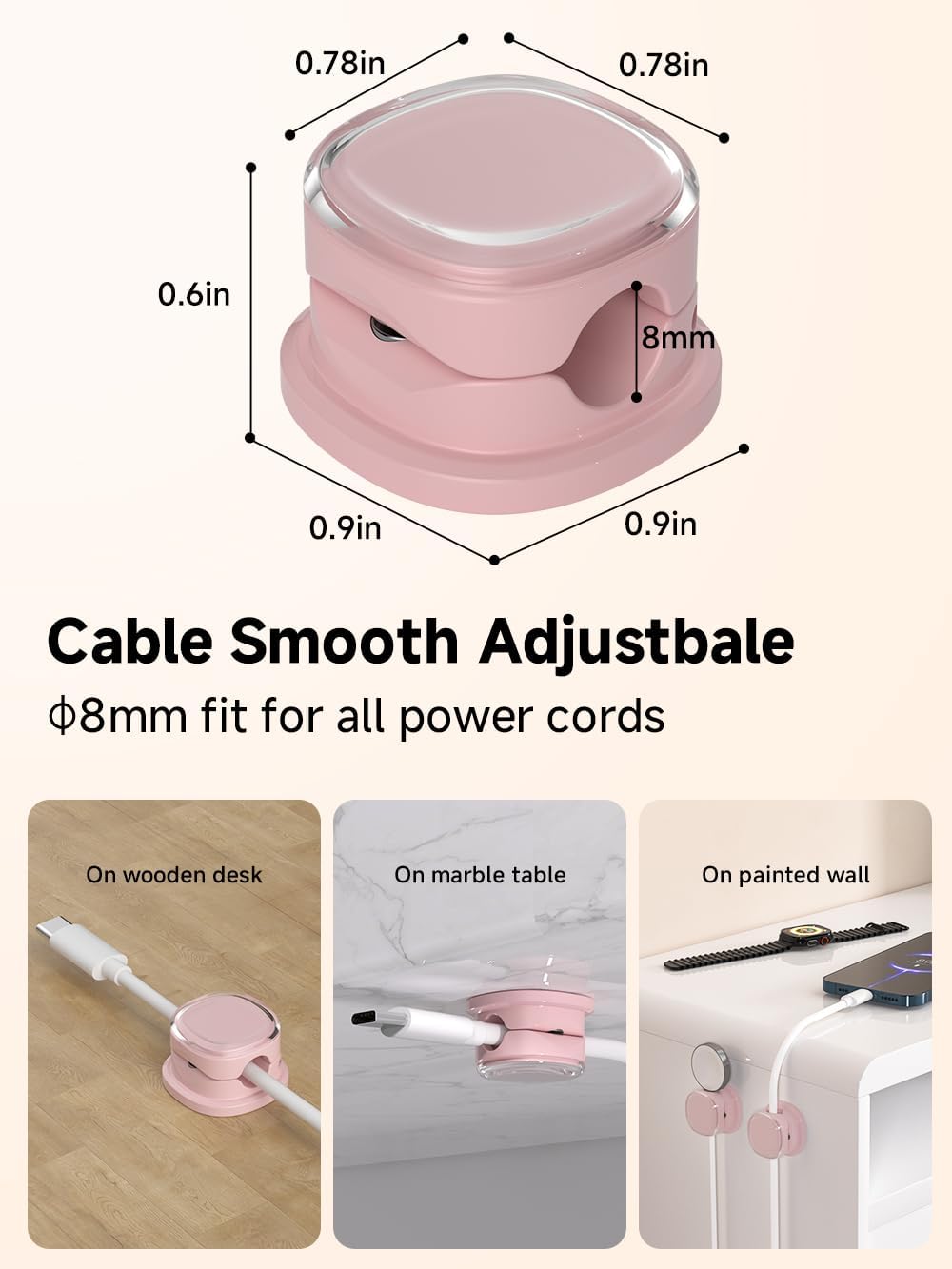 Magnetic Cable Clips, Adjustable Cord Holder Management, Adhesive Wire Keeper Organizer for Home Office Desk Phone PC Car Wall Desktop Nightstand Appliance (9-Pack Black Crystal)