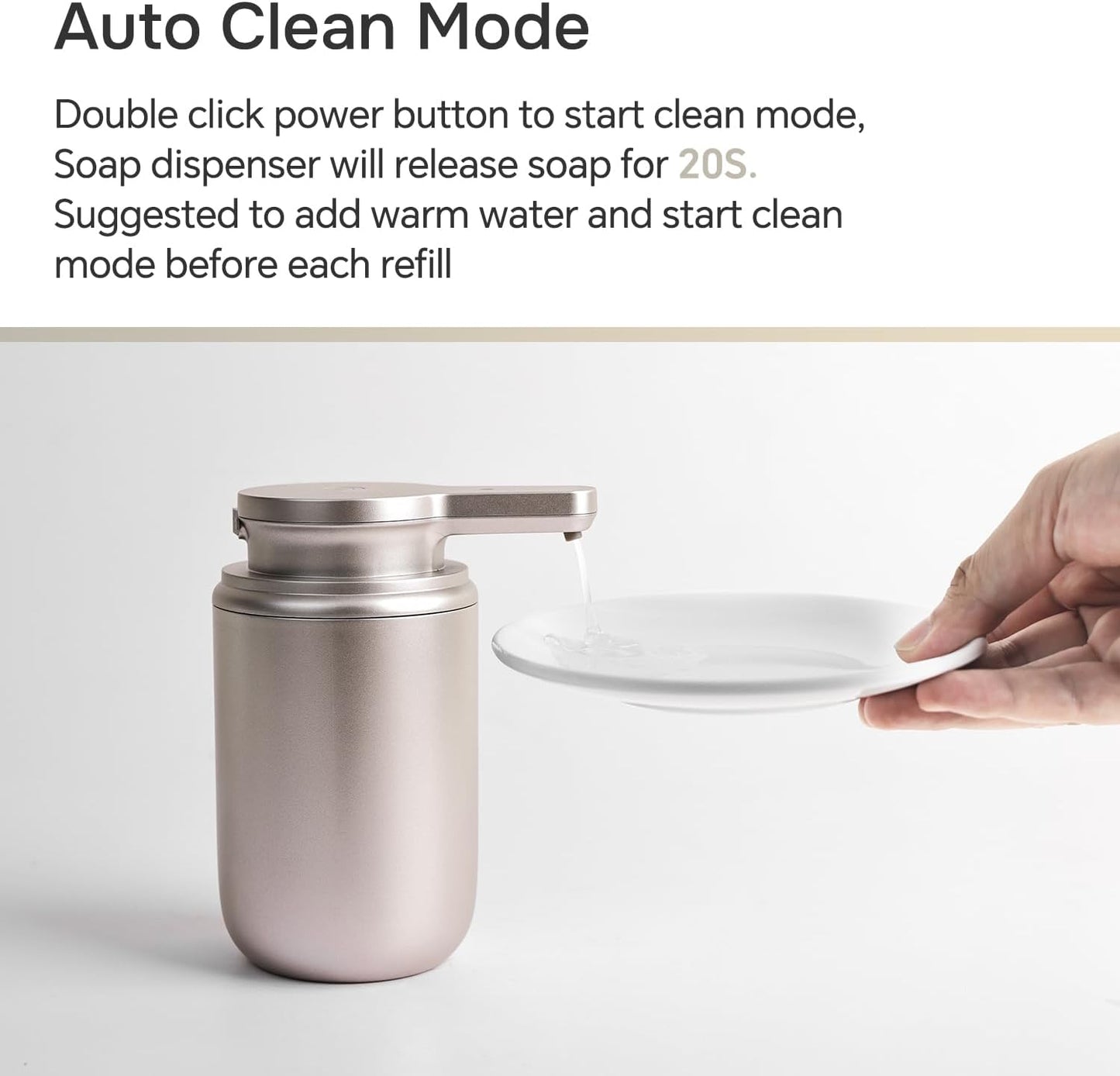 LAOPAO Automatic Soap Dispenser, Foaming Hand Soap Dispenser for Bathroom Kitchen ABS Rechargeable Touchless Hand Soap Pump 10oz, Xmas Gift, Light Silver Plastic