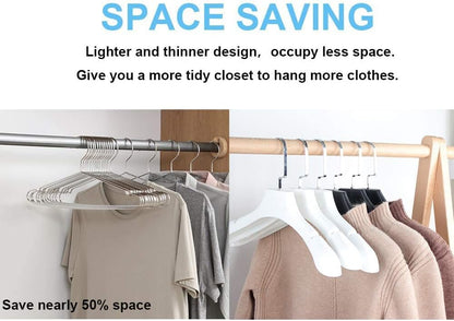 Seropy 30 Pack Metal Clothes Hangers and Clothes Drying Rack with 10 Clips(6 Pack) Stainless Steel Coat Hangers with Anti-Slip Notch, 16.5 Inch