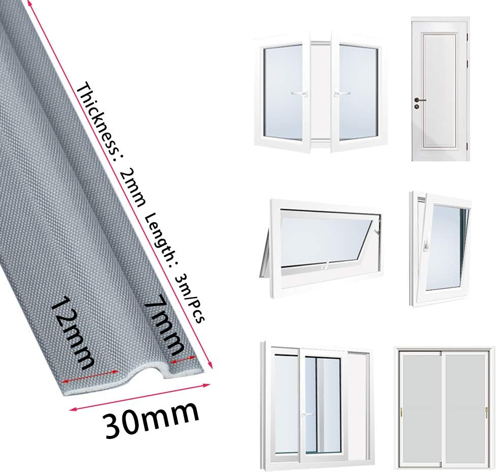 26 Feet Window Draft Stopper Foam Seal Strip Self Adhesive, Window Insulation and Door Side Weather Stripping Soundproof, Door Bottom Sweep Noise Gap Blocker (White)