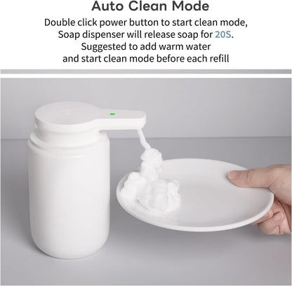 Automatic Foaming Soap Dispenser, Rechargeable Touchless Foam Hand Soap Dispenser for Bathroom, Soap Pump for Kitchen, Water-Resistant, Xmas Gift 10oz