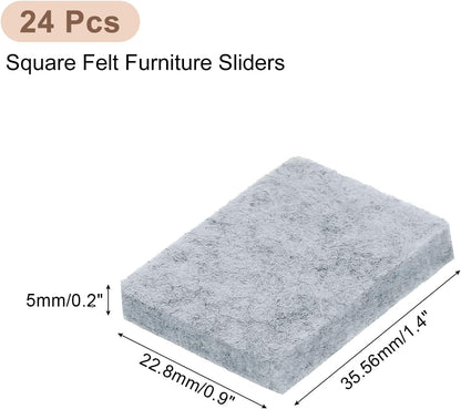 uxcell Furniture Pads, 24Pcs 1.4"x0.9" - Rectangle Self Adhesive Felt Furniture Pads, Hardwood Floor Protectors for Furniture Feet Chairs Legs (Black)