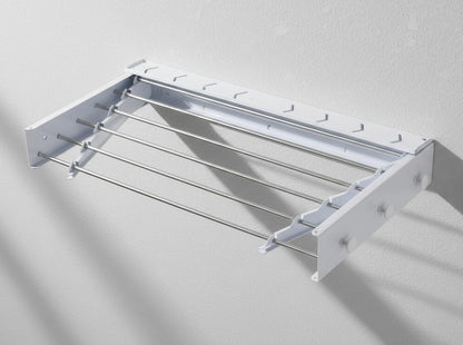 Wall Mounted Clothes Drying Rack, 32" Space Saving Foldable Laundry Drying Rack with Wall Template for Bathroom, Apartment, College Dorm (Black 5 Rods)