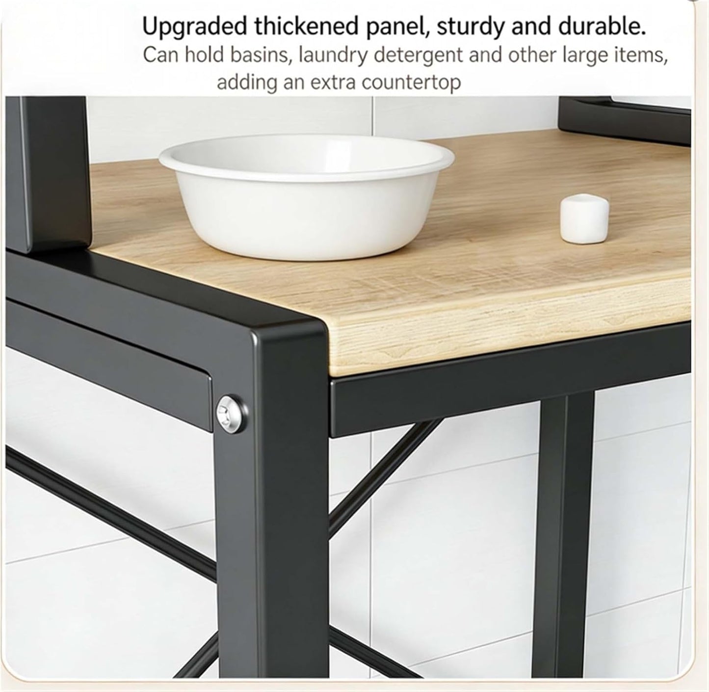 Over The Washer Storage Shelf – Space-Saving Laundry Organizer, Sturdy Bathroom Rack for Tidy Home Essentials(Black,2-T)