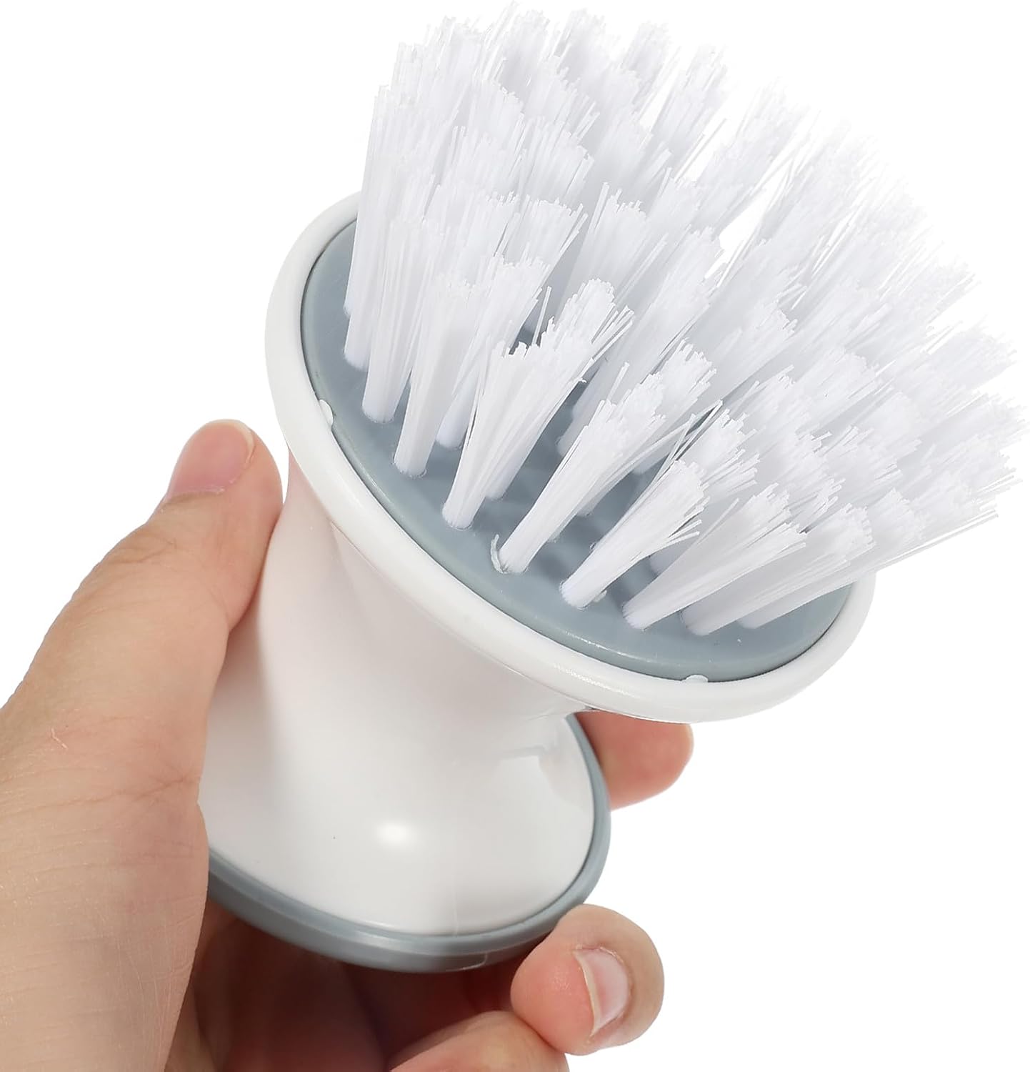 TOYANDONA 2pcs Kitchen Scrub Brush for Cleaning Dishes and Pans Round Head Stiff Bristles Plastic Handle Small Dishwashing Scrubber for Sink and Vegetable Cleaning