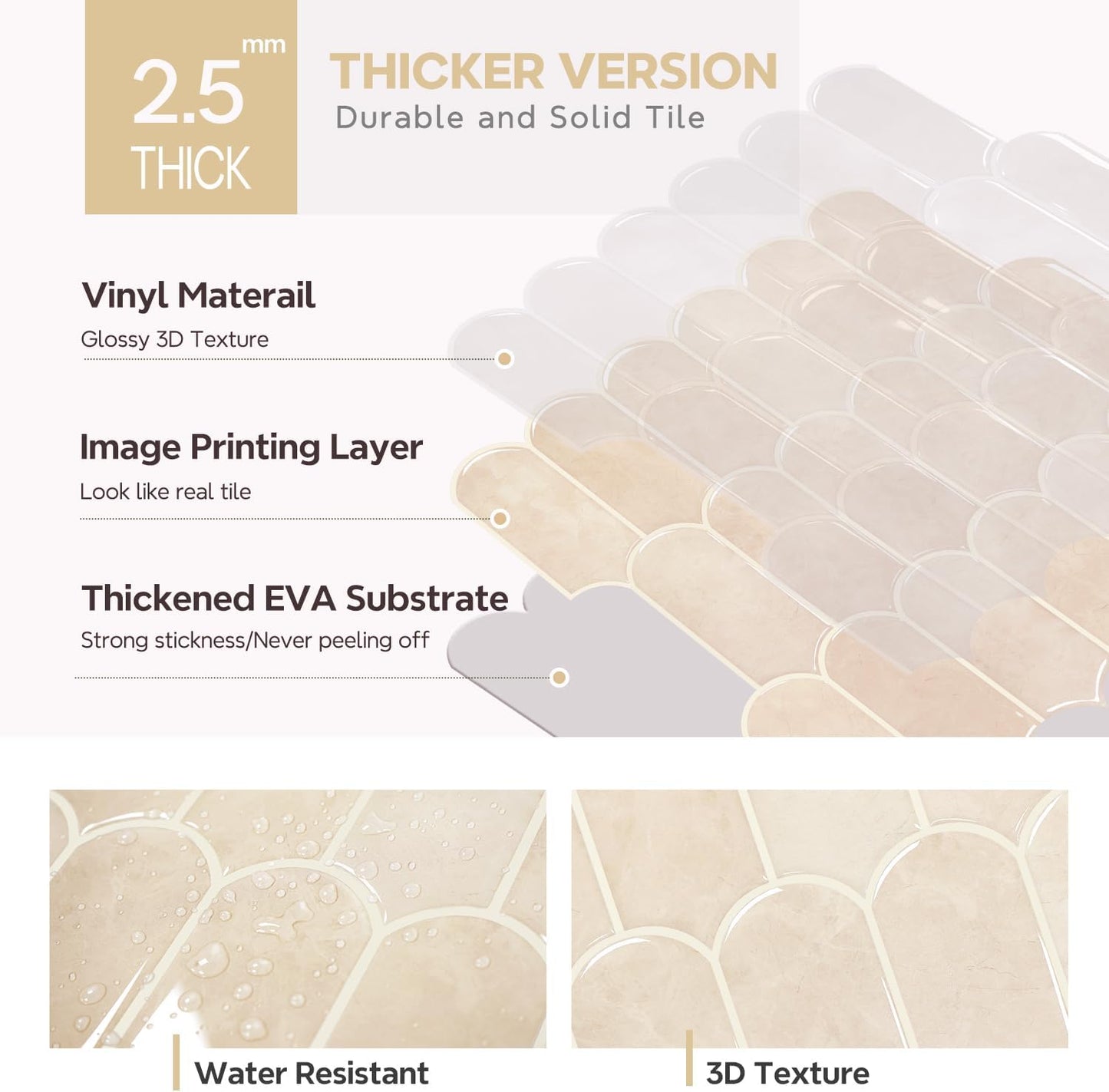 Vamos Tile Upgraded Thicker Design Peel and Stick Backsplash Tile, Self Adhesive Vinyl Wall Tiles, Stick on Backsplash for Kitchen, Bathroom, RV,Pantry,10-Sheet Grayish Blue Marble with White Grout