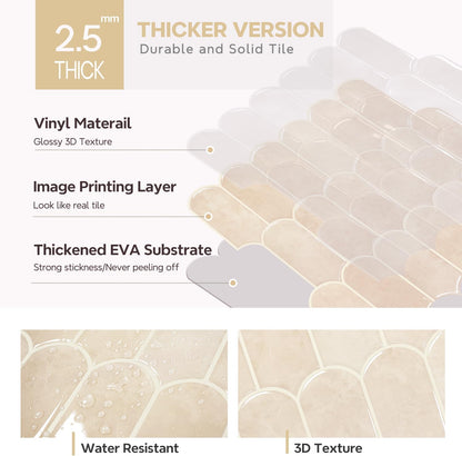 Vamos Tile Upgraded Thicker Design Peel and Stick Backsplash Tile, Self Adhesive Vinyl Wall Tiles, Stick on Backsplash for Kitchen, Bathroom, RV,Pantry,10-Sheet Grayish Blue Marble with White Grout