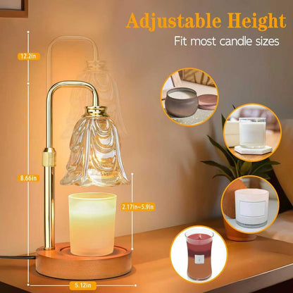 Candle Warmer Lamp with Timer Dimmer, Adjustable Height Pink Tulip Candle Wax Warmer, Christmas Birthday Gift for Mom Women,House Warming Gifts for New Home Bedroom Decor,Flower Pink