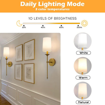 PASSICA DECOR Battery Operated Wall Sconce Set of 2 - Rechargeable Cordless Lights with Remote, Dimmable RGB Timer Wireless Sconces for Bedroom, Living Room, Hallway