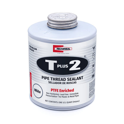RectorSeal T Plus 2 23710 Pipe Thread Sealant, Non-Hardening, Synthetic Fibers, Contains No Other Metals, PTFE Enriched, Plumbing, 1 3/4 oz.