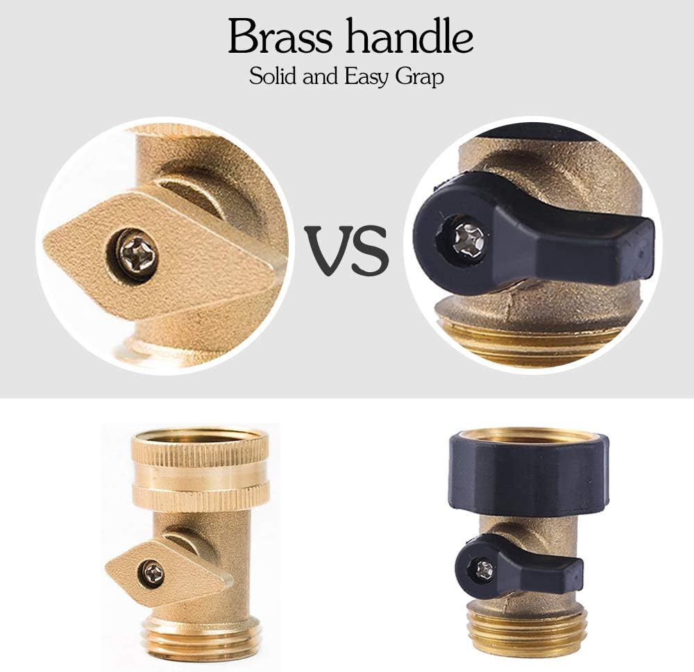 HQMPC Heavy Duty Brass Shut Off Valve Big Flow,Garden Hose Shut Off Valve For Garden Lawn Irrigatiion Garden Hose Connector Big Handle Easy Turn On Off (2PCS) +4 Extra Pressure Washers