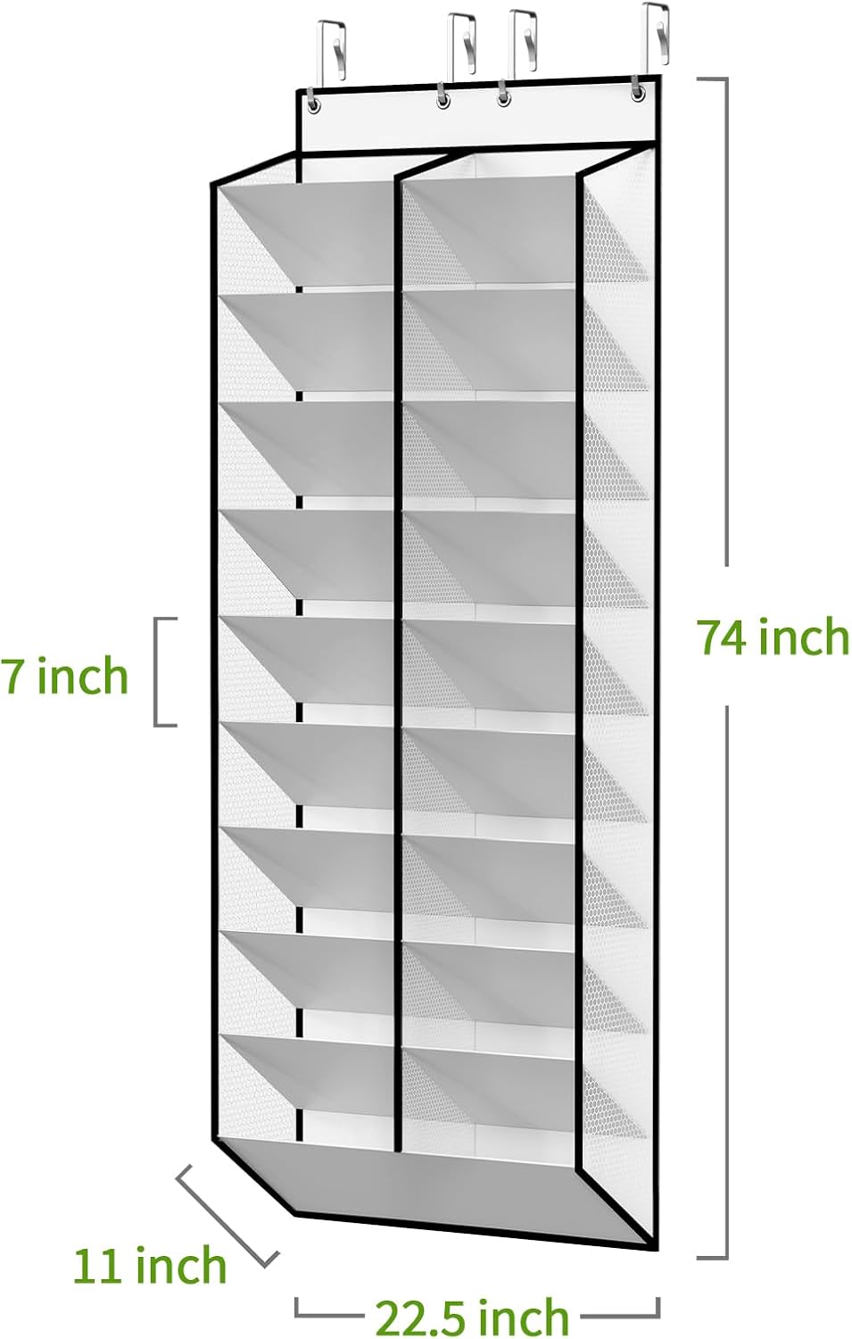 KEEPJOY Over The Door Shoe Organizer,Hanging Shoe Organizer 12 Mesh Pockets Shoe Organizer for Closet,Works Well for Men and Woman Kids Shoes Storage, 57.5×12.6inch(Beige)