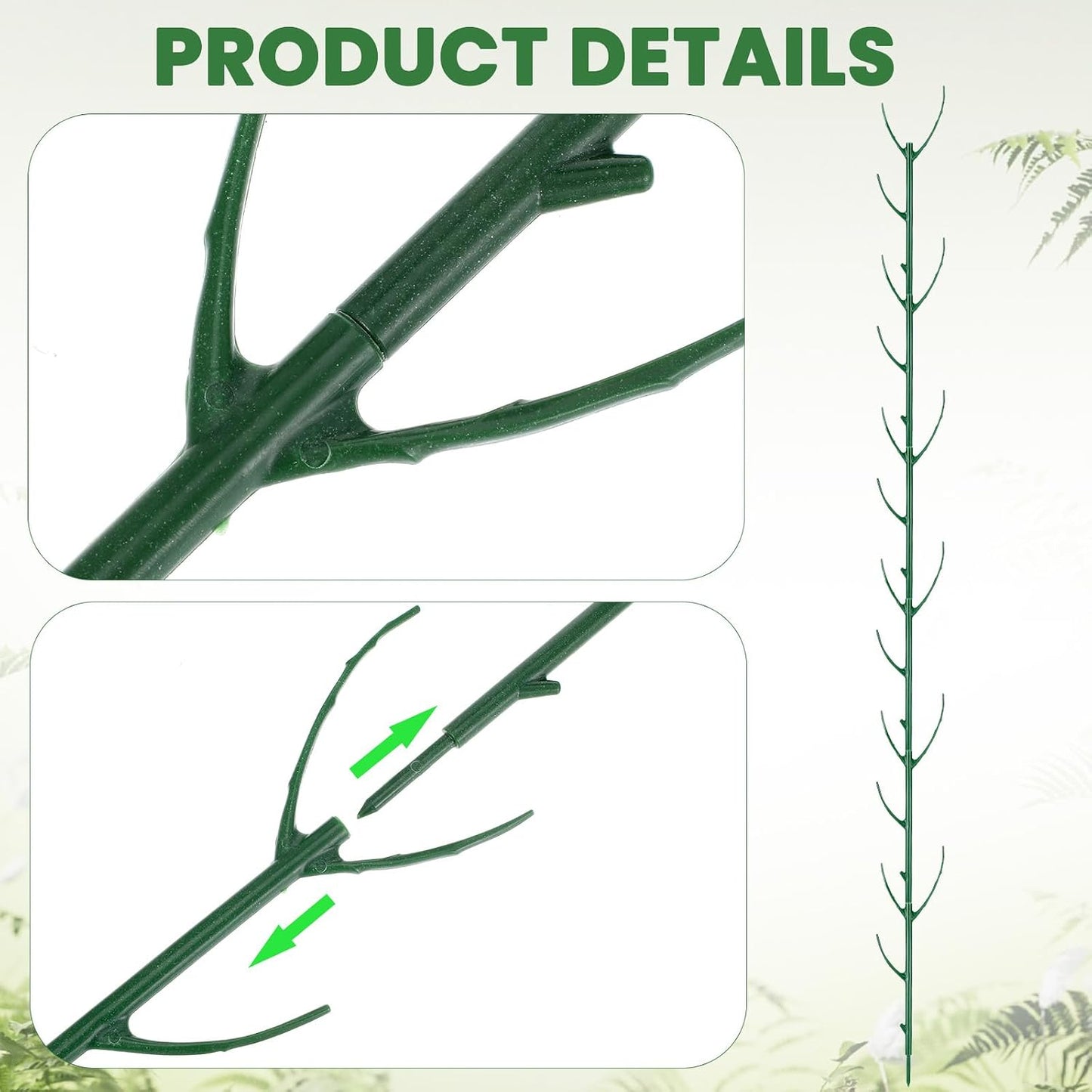 5 Pack Monstera Plants Support Stackable Plant Support Stakes Pothos Climber Supports Vine Plant Sticks Stakes with Plants Clips Ties for Indoor Outdoor Vine Orchid Perfect Moss Pole Replacement