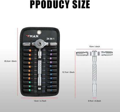 VMAN Ratchet Screwdriver Set, magnetic Screwdriver sets, S2 Steel Bits, DIY Combination Flexible Shaft, Suitable for Furniture Assembly, Precision Electrical Appliance Repair, Bicycle Tools