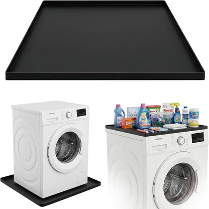 27 x 27 Inch Washing Machine Drain Pan, Silicone Washer Pan, Black | 2cm Raised Waterproof Edge, Washer and Dryer Mat for Floor Protection, Fits Compact Washers Up to 3.5 Cu.Ft.