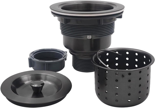3-1/2-Inch Kitchen Sink Drain Strainer Assembly Kit, GZILA Deep Waste Basket Strainer with Sealing Lid Sink Stopper, 304 Stainless Steel Brushed Nickel