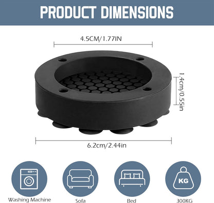 4 Pcs Anti Vibration Pads For Washing Machine, Foot pads with suction cups Prevent Sliding Out, Soundproofing Base for Appliances, Floor Protector