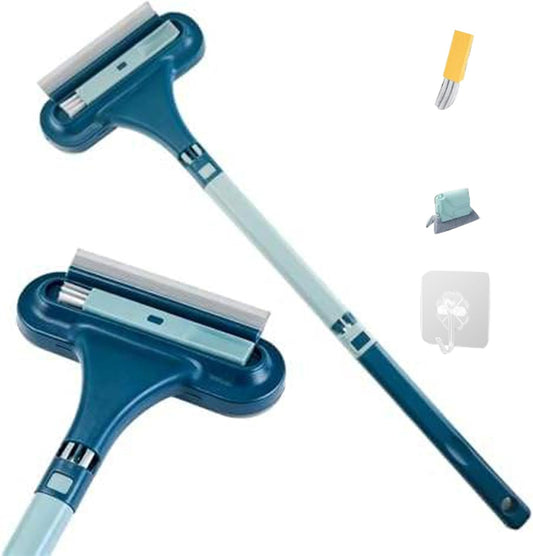Window Screen Cleaning Brush - 2 in 1 Net Screen Cleaner Tool with Squeegee, Mesh Screen Cleaner, Multi-Purpose Cleaning Brush for Patio Door Porch Screens (1, Blue)