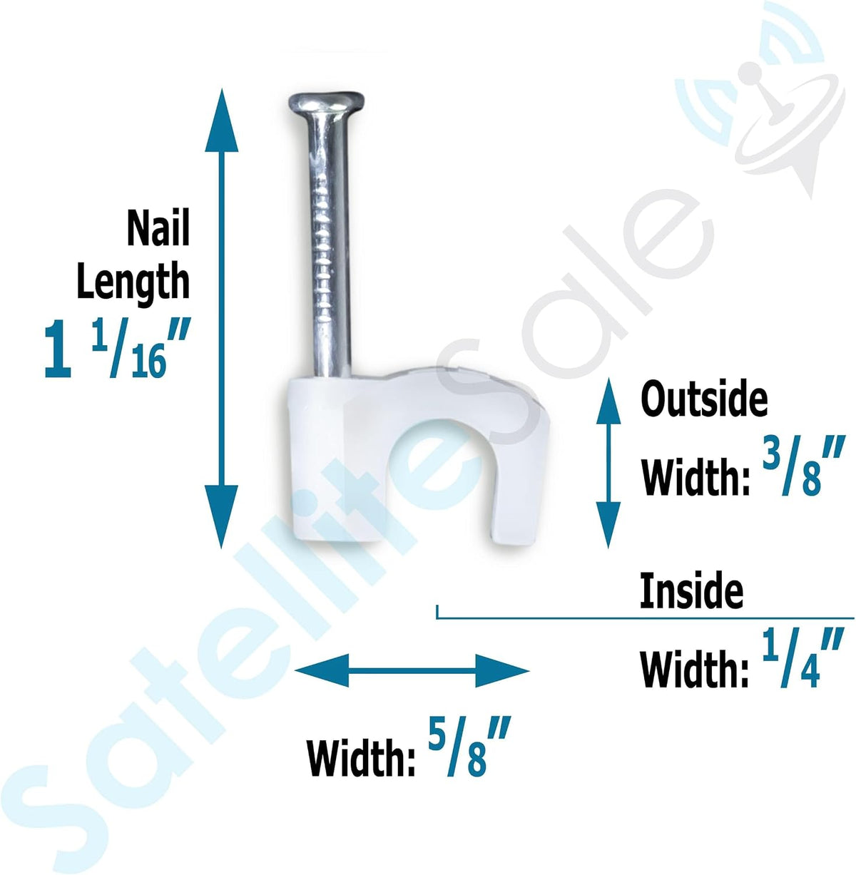 SatelliteSale Single Screw White Clips for Ethernet Internet Telephone Cable TV Wire Cable Management 100 Pcs