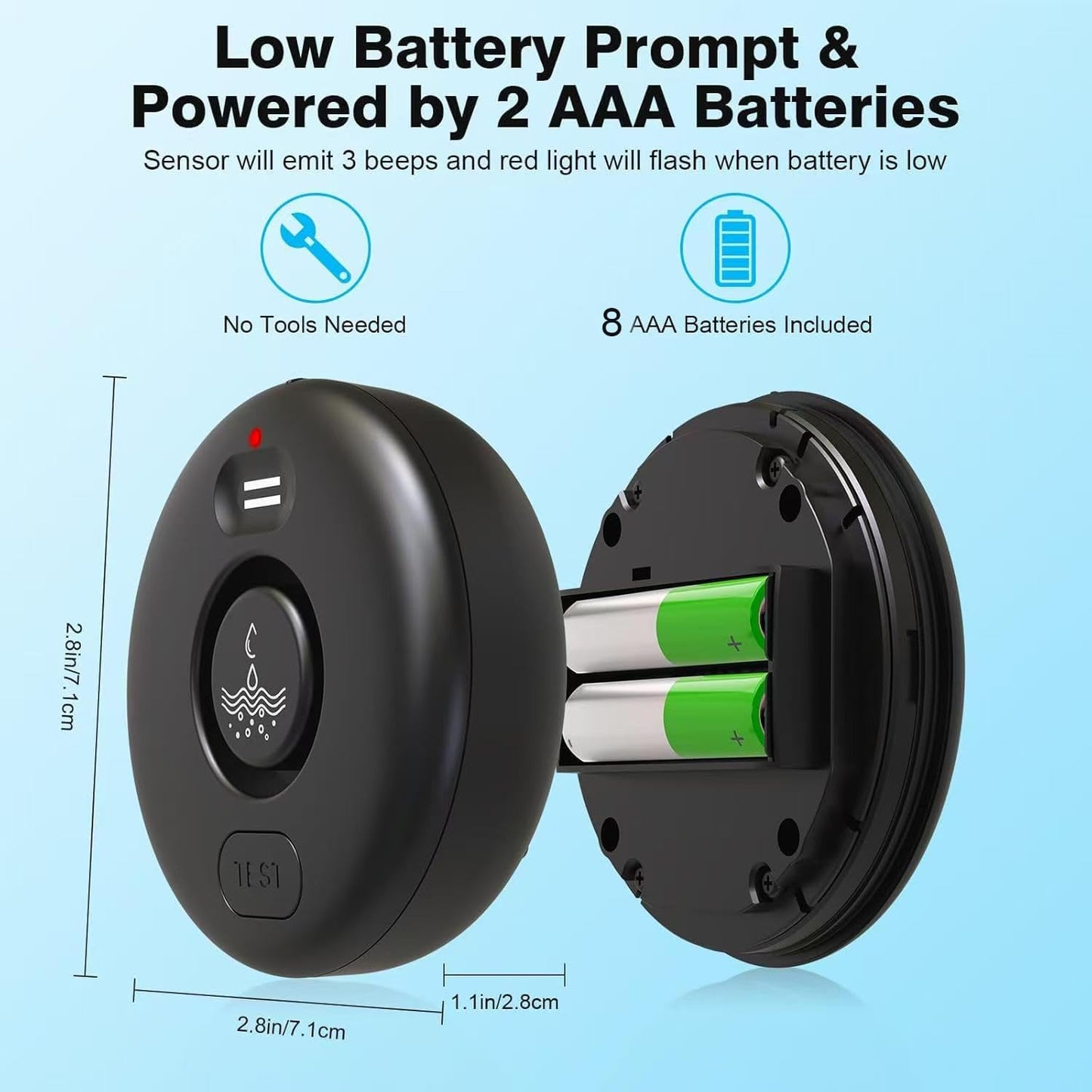 RUIKORING Water Leak Detectors for Home 4 Pcak, 120dB Adjustable Loud Alert Water Sensor, IP66 Waterproof Water Alarm, Easy Installation for Home, Bathroom, Sink, Basement Flood Prevention, Laundry