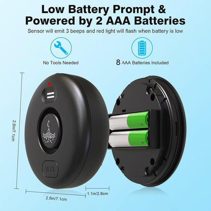 RUIKORING Water Leak Detectors for Home 4 Pcak, 120dB Adjustable Loud Alert Water Sensor, IP66 Waterproof Water Alarm, Easy Installation for Home, Bathroom, Sink, Basement Flood Prevention, Laundry