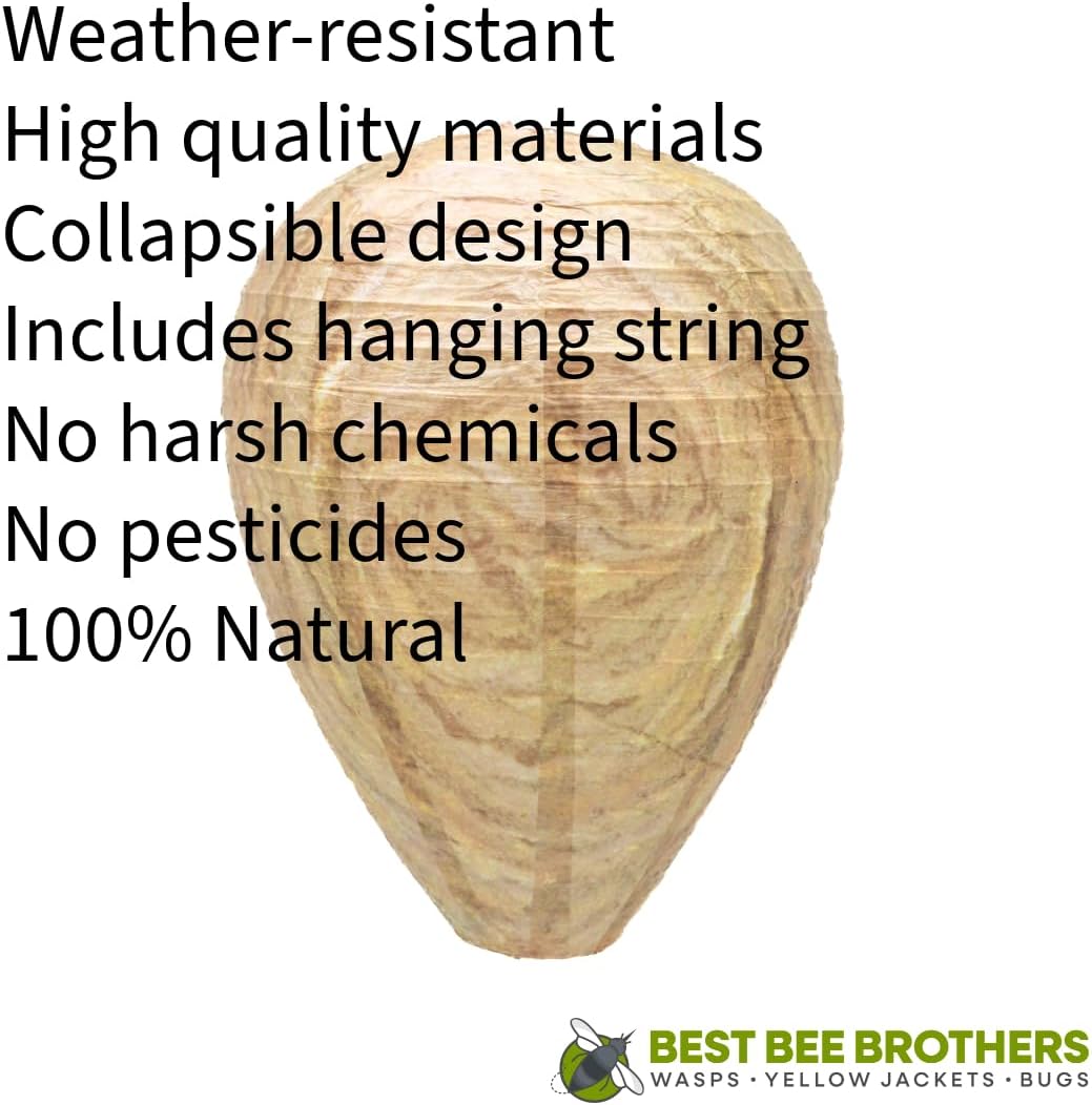 Best Bee Brothers Wasp Nest Decoy, 2 Pack | Collapsible, Fake Wasp Nest, Deterrent for Wasps and Yellowjackets